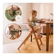 Scaun de masa multifunctional Megan, Lionelo, Din lemn de fag, 6 luni- adult, Reglabil pe inaltime, Husa impermeabila, Tavita silicon, Suport de picioare reglabil, Greutate maxima 110 Kg, Alb/Natur BYNLO-MEGAN_WHITE_NATURAL_WOOD