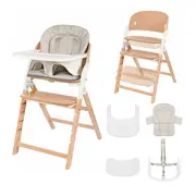 Scaun de masa multifunctional Megan, Lionelo, Din lemn de fag, 6 luni- adult, Reglabil pe inaltime, Husa impermeabila, Tavita silicon, Suport de picioare reglabil, Greutate maxima 110 Kg, Alb/Natur BYNLO-MEGAN_WHITE_NATURAL_WOOD