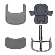 Scaun de masa multifunctional Megan, Lionelo, Din lemn de fag, 6 luni- adult, Reglabil pe inaltime, Husa impermeabila, Tavita silicon, Suport de picioare reglabil, Greutate maxima 110 Kg, Gri BYNLO-MEGAN_GREY_WOOD