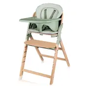 Scaun de masa multifunctional Megan, Lionelo, Din lemn de fag, 6 luni- adult, Reglabil pe inaltime, Husa impermeabila, Tavita silicon, Suport de picioare reglabil, Greutate maxima 110 Kg, Verde BYNLO-MEGAN_GREEN_WOOD