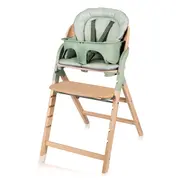 Scaun de masa multifunctional Megan, Lionelo, Din lemn de fag, 6 luni- adult, Reglabil pe inaltime, Husa impermeabila, Tavita silicon, Suport de picioare reglabil, Greutate maxima 110 Kg, Verde BYNLO-MEGAN_GREEN_WOOD