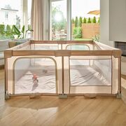 Tarc de joaca copii, Lionelo, Florence Easy Fold, 150 x 180 x 75 cm, Pliere, depliere automata, Include geanta de transport, Din plasa, Cu doua intrari laterale, 0-48 luni, Conform cu EN12227, Bej BYNLO-FLORENCE_EASY_FOLD_BEIGE_SAND