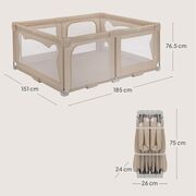 Tarc de joaca copii, Lionelo, Florence Easy Fold, 150 x 180 x 75 cm, Pliere, depliere automata, Include geanta de transport, Din plasa, Cu doua intrari laterale, 0-48 luni, Conform cu EN12227, Bej BYNLO-FLORENCE_EASY_FOLD_BEIGE_SAND