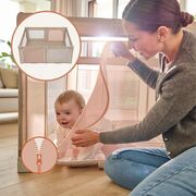 Tarc de joaca copii, Lionelo, Florence Easy Fold, 150 x 180 x 75 cm, Pliere, depliere automata, Include geanta de transport, Din plasa, Cu doua intrari laterale, 0-48 luni, Conform cu EN12227, Bej BYNLO-FLORENCE_EASY_FOLD_BEIGE_SAND