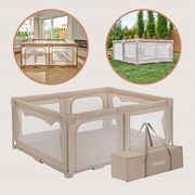 Tarc de joaca copii, Lionelo, Florence Easy Fold, 150 x 180 x 75 cm, Pliere, depliere automata, Include geanta de transport, Din plasa, Cu doua intrari laterale, 0-48 luni, Conform cu EN12227, Bej BYNLO-FLORENCE_EASY_FOLD_BEIGE_SAND