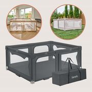 Tarc de joaca copii, Lionelo, Florence Easy Fold, 150 x 180 x 75 cm, Pliere, depliere automata, Include geanta de transport, Din plasa, Cu doua intrari laterale, 0-48 luni, Conform cu EN12227, Gri BYNLO-FLORENCE_EASY_FOLD_GREY_GRAPHITE