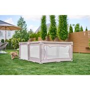 Tarc de joaca copii, Lionelo, Florence Easy Fold, 150 x 180 x 75 cm, Pliere, depliere automata, Include geanta de transport, Din plasa, Cu doua intrari laterale, 0-48 luni, Conform cu EN12227, Gri BYNLO-FLORENCE_EASY_FOLD_GREY_GRAPHITE