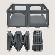 Tarc de joaca copii, Lionelo, Florence Easy Fold, 150 x 180 x 75 cm, Pliere, depliere automata, Include geanta de transport, Din plasa, Cu doua intrari laterale, 0-48 luni, Conform cu EN12227, Gri BYNLO-FLORENCE_EASY_FOLD_GREY_GRAPHITE