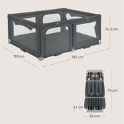 Tarc de joaca copii, Lionelo, Florence Easy Fold, 150 x 180 x 75 cm, Pliere, depliere automata, Include geanta de transport, Din plasa, Cu doua intrari laterale, 0-48 luni, Conform cu EN12227, Gri BYNLO-FLORENCE_EASY_FOLD_GREY_GRAPHITE
