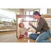 Tarc de joaca copii, Lionelo, Florence Easy Fold, 150 x 180 x 75 cm, Pliere, depliere automata, Include geanta de transport, Din plasa, Cu doua intrari laterale, 0-48 luni, Conform cu EN12227, Gri BYNLO-FLORENCE_EASY_FOLD_GREY_GRAPHITE