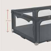 Tarc de joaca copii, Lionelo, Florence Easy Fold, 150 x 180 x 75 cm, Pliere, depliere automata, Include geanta de transport, Din plasa, Cu doua intrari laterale, 0-48 luni, Conform cu EN12227, Gri BYNLO-FLORENCE_EASY_FOLD_GREY_GRAPHITE