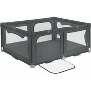 Tarc de joaca copii, Lionelo, Florence Easy Fold, 150 x 180 x 75 cm, Pliere, depliere automata, Include geanta de transport, Din plasa, Cu doua intrari laterale, 0-48 luni, Conform cu EN12227, Gri BYNLO-FLORENCE_EASY_FOLD_GREY_GRAPHITE