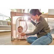 Tarc de joaca copii, Lionelo, Florence Easy Fold, 150 x 180 x 75 cm, Pliere, depliere automata, Include geanta de transport, Din plasa, Cu doua intrari laterale, 0-48 luni, Conform cu EN12227, Gri BYNLO-FLORENCE_EASY_FOLD_GREY_GRAPHITE