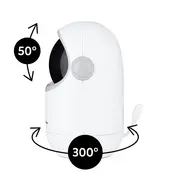 Video monitor, Petite&Mars, Eve 5.0, Ecran HD, Autonomie baterie pana la 16 ore, Raza de actiune 300m, Suport pentru pana la 4 camere, Comunicare bidirectionala, 8 melodii, Activare VOX la voce, Alb BYN680045