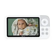 Video monitor, Petite&Mars, Eve 5.0, Ecran HD, Autonomie baterie pana la 16 ore, Raza de actiune 300m, Suport pentru pana la 4 camere, Comunicare bidirectionala, 8 melodii, Activare VOX la voce, Alb BYN680045