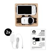 Video monitor, Petite&Mars, Eve 5.0, Ecran HD, Autonomie baterie pana la 16 ore, Raza de actiune 300m, Suport pentru pana la 4 camere, Comunicare bidirectionala, 8 melodii, Activare VOX la voce, Alb BYN680045