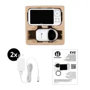 Video monitor, Petite&Mars, Eve 5.0, Ecran HD, Autonomie baterie pana la 16 ore, Raza de actiune 300m, Suport pentru pana la 4 camere, Comunicare bidirectionala, 8 melodii, Activare VOX la voce, Alb BYN680045