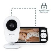 Video monitor, Petite&Mars, Nano 4.0, Ecran HD, Zoom digital 3×, Raza de actiune 300m, Suport pentru pana la 4 camere, Comunicare bidirectionala, 8 melodii, Alb BYN680055