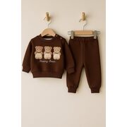 Set bluzita si pantaloni bebelusi - ursuletul vesel - maro bbl38