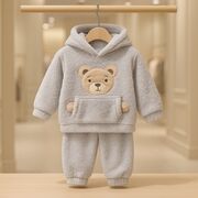 Set pufos hanorac si pantaloni welsoft - light gray bbl46