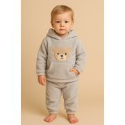 Set pufos hanorac si pantaloni welsoft - light gray bbl46