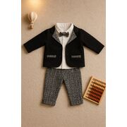 Costum elegant baietel bleumarin cu papion si sacou – tinuta completa pentru evenimente trmb413003