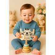 Costumas baietel 2 piese albastru cu pisicuta – confort si joaca trmb7191