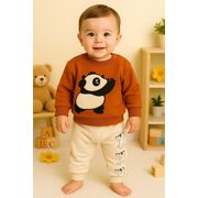 Costumas panda vesel – bluza si pantaloni comozi din bumbac trmd270
