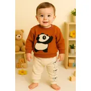 Costumas panda vesel &ndash; bluza si pantaloni comozi din bumbac trmd270