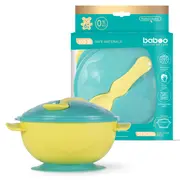 Bol galben cu ventuza, capac si lingurita baboo 6 luni+ ba9-041