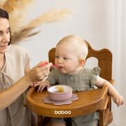 Bol silicon cu ventuza baboo - roz, 6 luni+ ba9-035