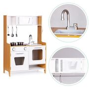 Bucatarie Din Lemn Pentru Copii Cu Lumini, Sunete Si Accesorii Metalice Pjbmwokn0117