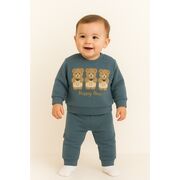 Set bluzita si pantaloni bebelusi - ursuletul vesel - albastru bbl-b-m7189