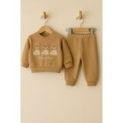 Set bluzita si pantaloni bebelusi - ursuletul vesel - brown bbl47