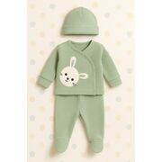 Set nana 3 piese bebelusi – bluza, pantaloni si caciulita din bumbac 100% bbl-bbn4