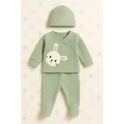 Set nana 3 piese bebelusi &ndash; bluza, pantaloni si caciulita din bumbac 100% bbl-bbn4