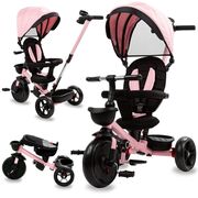 Tricicleta Pentru Copii Kidwell Axel Gri Cu Sezut Rotativ, Roti Din Spuma Eva, Suport Pentru Picioare, Control Parental, Suport Pentru Pahar, Centura De Siguranta, Greutate Admisa 25 Kg, Roz Pjbrotraxe01a0