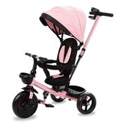 Tricicleta Pentru Copii Kidwell Axel Gri Cu Sezut Rotativ, Roti Din Spuma Eva, Suport Pentru Picioare, Control Parental, Suport Pentru Pahar, Centura De Siguranta, Greutate Admisa 25 Kg, Roz Pjbrotraxe01a0