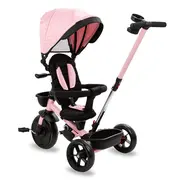 Tricicleta Pentru Copii Kidwell Axel Gri Cu Sezut Rotativ, Roti Din Spuma Eva, Suport Pentru Picioare, Control Parental, Suport Pentru Pahar, Centura De Siguranta, Greutate Admisa 25 Kg, Roz Pjbrotraxe01a0