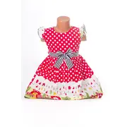 Rochita rosie fetite cu buline albe - BBN1118