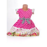 Rochita roz pentru fetite cu buline albe - BBN1119