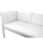 Aparatoare pentru patut, Qmini, Din muselina dubla, 180x30 cm, Din material certificat Oeko Tex Standard 100, Cu panglici, Cream BYN6426972030007