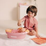 Cadita pentru papusa Smoby Baby Nurse Balneo Bath roz cu 3 accesorii HUBS7600220386