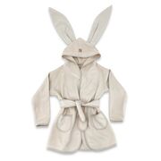 Halat de baie, Qmini, Cu urechi, S, 6 - 24 luni, Moale, Cu buzunare, Cu cordon, Din tricot termo-terry din bambus, Materiale certificate Oeko Tex Standard 100, Beige BYN6426972030038