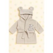 Halat de baie bebe gri cu gluga si hipopotam bbl50