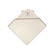 Prosop cu gluga, Qmini, Mare, Cu broderie si urechi, Dimensiune 100x100 cm, Din tricot termo-terry din bambus, Materiale certificate Oeko Tex Standard 100, Teddy Bear Beige BYN6426972030205