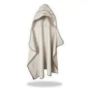 Prosop cu gluga pentru juniori, Qmini, Cu urechi si agatatoare, Dimensiune 120x85cm, Din tricot termo-terry din bambus, Materiale certificate Oeko Tex Standard 100, Beige BYN6426972030106