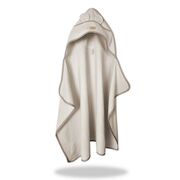 Prosop cu gluga pentru juniori, Qmini, Cu urechi si agatatoare, Dimensiune 120x85cm, Din tricot termo-terry din bambus, Materiale certificate Oeko Tex Standard 100, Beige BYN6426972030106