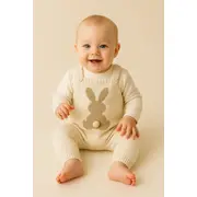 Salopeta tricotata pentru bebelusi - cute rabbit bbl7