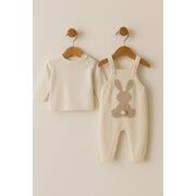 Salopeta tricotata pentru bebelusi - cute rabbit bbl7